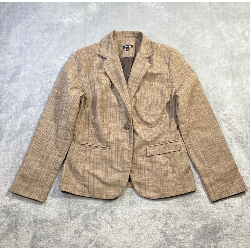 Apt 9 Blazer Women 12 Brown Excellent Single Button Textured Professional Jacket